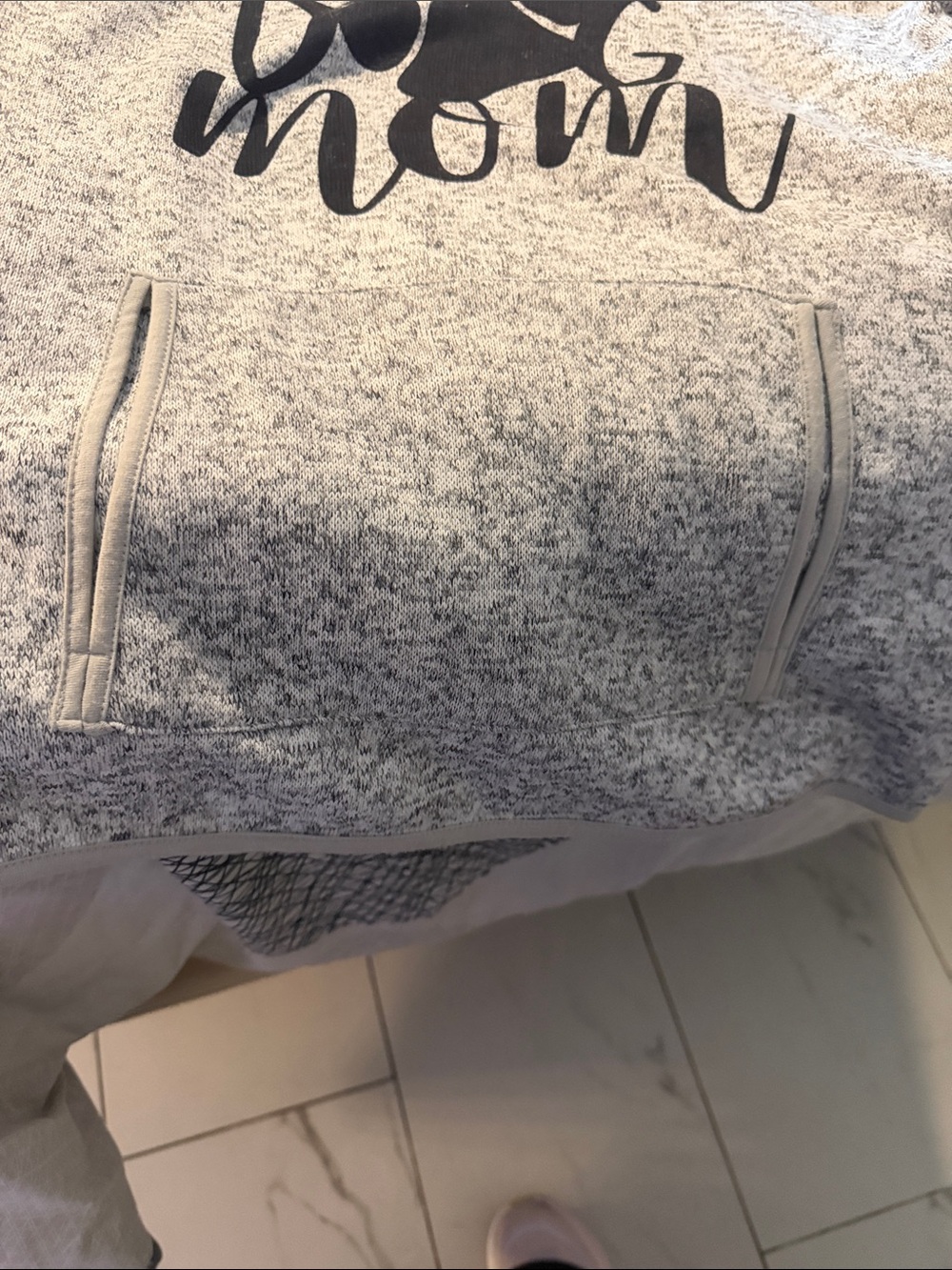 Dog Mom Paw Print Hoodie - Gray with Black Accent - Picture 4 of 6